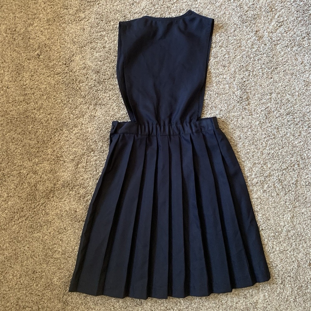 French Toast Girls Uniform Jumper Girls Size‎ 14 Navy Blue Pleated V-neck - Picture 3 of 9